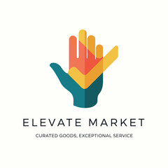 Fototapeta premium Elevate Market Logo Hand Gesture Symbol.
