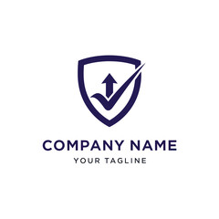 Shield Logo with Checkmark and Arrow.