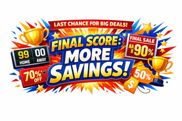 Vibrant Sports Clearance. Modern holiday banner with short greeting slogan, vibrant sports-themed clearance banner announcing the