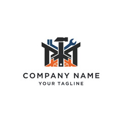 Obraz premium Company Logo Design with Hammer and Wrench.