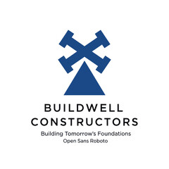Buildwell Constructors Logo with Crossed Hammers.
