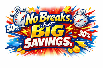 Nonstop Action Savings. Seasonal holiday banner with promotional slogan, bright high-impact sports discount banner emphasizing