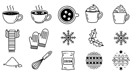 Winter warmth essentials isolated on white background, Vector