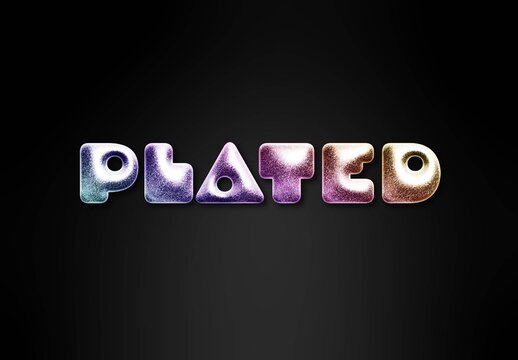 Colorful Holographic Metallic Text Effect Soft Bubble Gradient Font