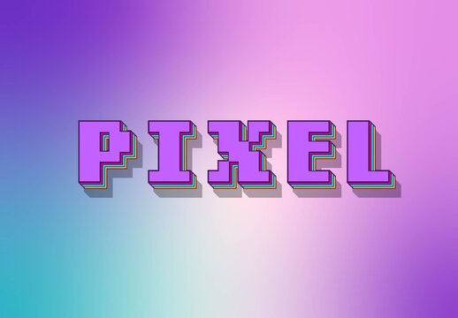 Purple Pixel Art Text Effect Retro Pixelated Layered Font