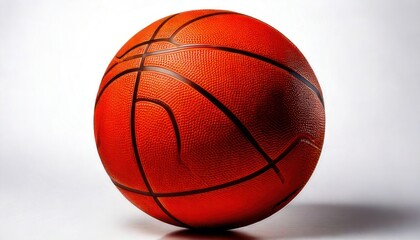 Close-up of a vibrant orange basketball with black lines, isolated on a white background.