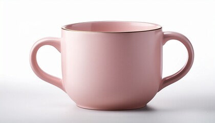 soft pink ceramic mug with rounded shape isolated on white background
