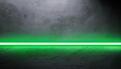 textured gray concrete wall with bright green neon line