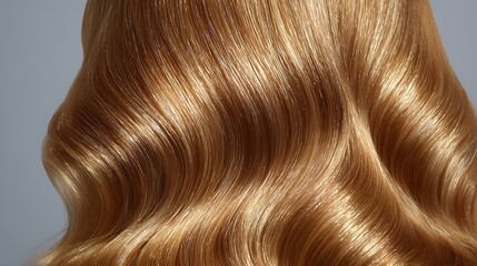 Luxurious long blonde hair with natural waves and highlights on a gray background for beauty and lifestyle concepts with luxurious hair and wavy hair
