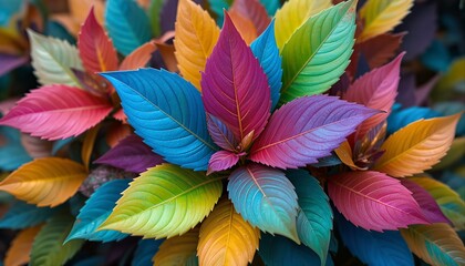 Vibrant multicolored leaves forming a natural pattern perfect for backgrounds nature concepts and creative design elements