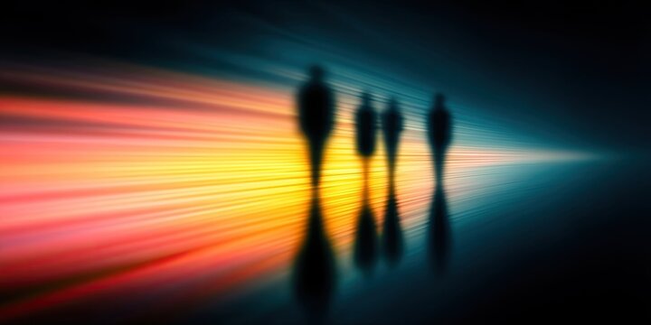 Blurry colorful human figures representing diversity and inclusivity moving forward