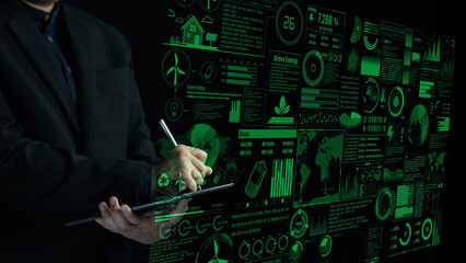 Explore the merging of technology and sustainability with this dynamic visualization of green energy analytics, showcasing innovative data for modern business strategies. Cipher