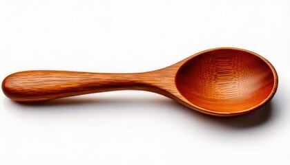 Close-up of a beautifully crafted wooden spoon on a clean white background.