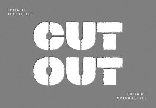 White Cut Out Overlay Text Effect Fragmented Ripped Grunge Font