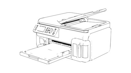 Modern office printer with ink cartridges isolated on white background, Vector