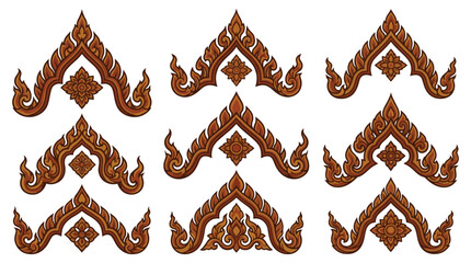 Thai House Logo Element Vector Set: Traditional Asian Building Icons, Oriental Architecture Symbols and Wooden Home Graphic Design for Real Estate, Hospitality and Cultural Branding