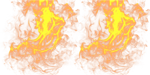 A vibrant and dramatic flame burns brightly on a transparent background