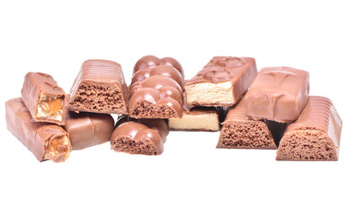 Chocolate candies isolated on white background