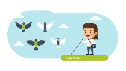 Guide Birds Flight Through Air With Stick As Metaphor For Business Strategy
