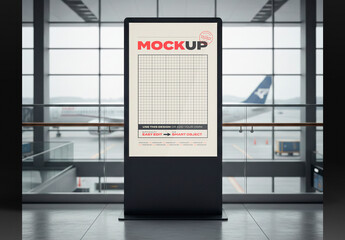 Vertical Stand Sign on Airport Mockup
