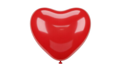 Red heart balloon floating vertically, cut-out, background removal, realistic 3D render for festive designs.
