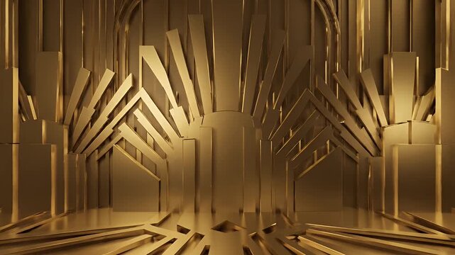 Luxurious Gold Art Deco Interior Design - This video showcases an opulent interior design featuring gold geometric patterns in an Art Deco style.