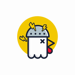 chicken head character logo with electric helmet