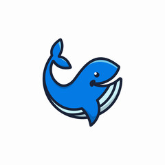 whale mascot logo with smiling face