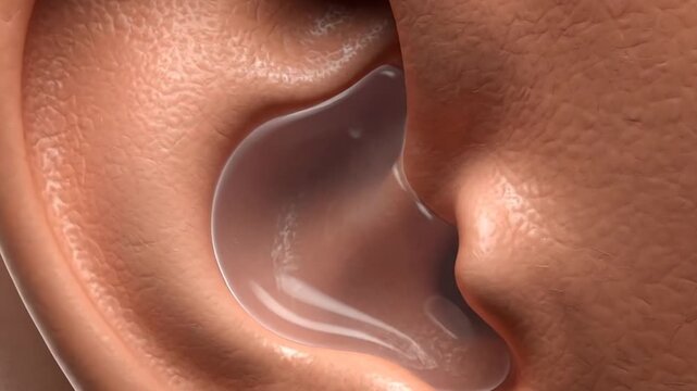 Detailed 3D Render of Human Ear Anatomy with Cochlea and Eardrum and Anatomical Detail Close Up View for Medical