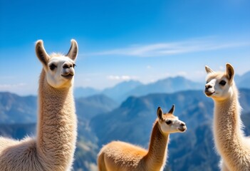 Obraz premium A view of some Llamas in the Mountains