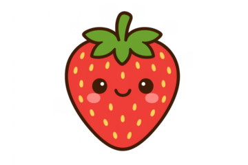 Kawaii strawberry character smiling transparent background
