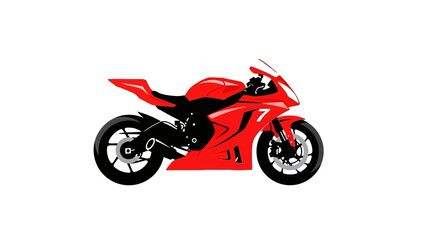 Obraz premium Red Sport Motorcycle Isolated on White Background - Vector Illustration