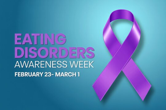 Purple Awareness Ribbon for Eating Disorders Awareness Week From February 23 to March 1 for Mental Health Advocacy and Healthcare Support
