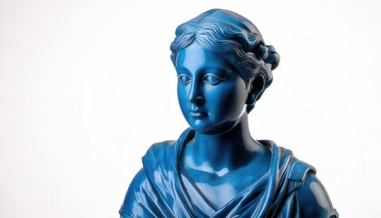 Elegant Blue Statue of a Woman - A Detailed Artistic Representation.