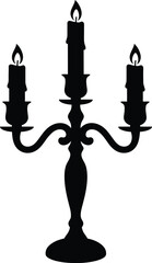 Elegant candelabra with three lit candles Vector