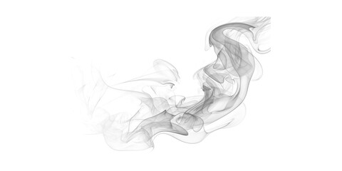 Graceful ethereal white smoke art swirls on deep black abstract mystery fluid vapor elegant digital texture design © PNG