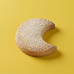 Biscuit sabl&eacute; en forme de lune isol&eacute; sur fond color&eacute;