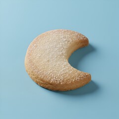 Biscuit sabl&eacute; en forme de lune isol&eacute; sur fond color&eacute;