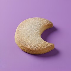 Biscuit sabl&eacute; en forme de lune isol&eacute; sur fond color&eacute;