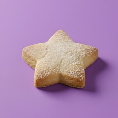 Biscuit sabl&eacute; en forme d'&eacute;toile isol&eacute; sur fond color&eacute;