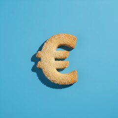 Biscuit sabl&eacute; en forme de symbole mon&eacute;taire Euro isol&eacute; sur fond color&eacute;
