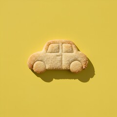 Biscuit sabl&eacute; en forme de voiture isol&eacute; sur fond color&eacute;