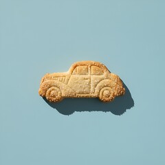 Biscuit sabl&eacute; en forme de voiture ancienne isol&eacute; sur fond color&eacute;