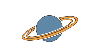 Stylized planet with rings, cosmic, space exploration, science illustration © ellisa_studio