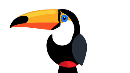 Naklejka premium Cartoon Toucan Bird with Large Colorful Beak Isolated on White Background