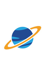 Stylized planet with orange ring on white background, space illustration © ellisa_studio