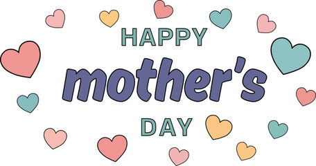 Happy mother's day greeting card with colorful hearts
