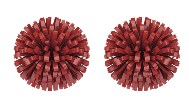 Shiny red pompons pair