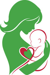Motherly love silhouette with heartfelt emotions