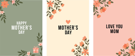 Mother's day greeting cards with floral designs